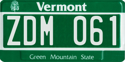 VT license plate ZDM061