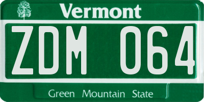 VT license plate ZDM064