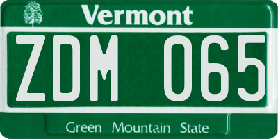 VT license plate ZDM065