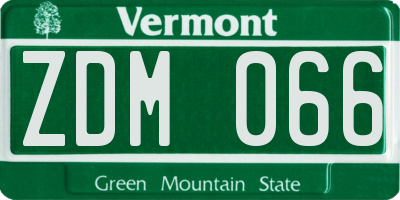 VT license plate ZDM066