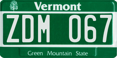 VT license plate ZDM067