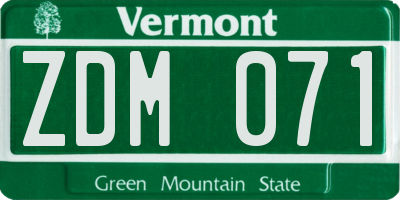VT license plate ZDM071
