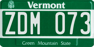 VT license plate ZDM073