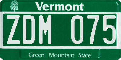 VT license plate ZDM075