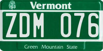 VT license plate ZDM076
