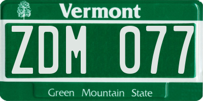 VT license plate ZDM077