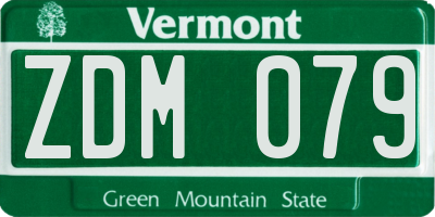 VT license plate ZDM079