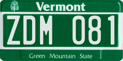 VT license plate ZDM081