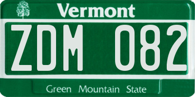 VT license plate ZDM082