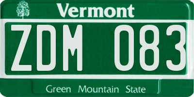 VT license plate ZDM083