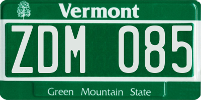 VT license plate ZDM085