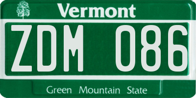 VT license plate ZDM086