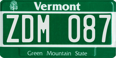 VT license plate ZDM087