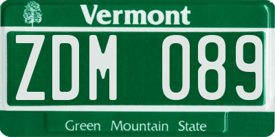 VT license plate ZDM089