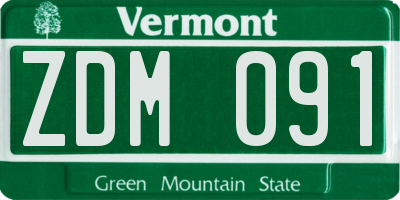 VT license plate ZDM091