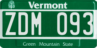 VT license plate ZDM093