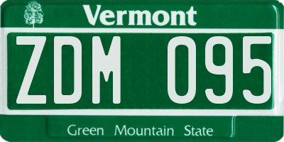 VT license plate ZDM095