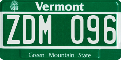 VT license plate ZDM096