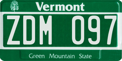 VT license plate ZDM097