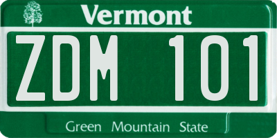 VT license plate ZDM101