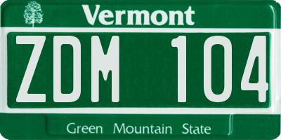 VT license plate ZDM104