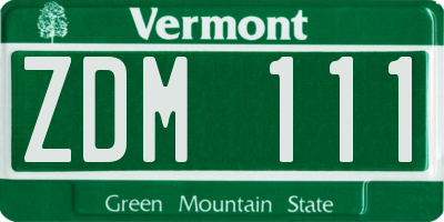 VT license plate ZDM111