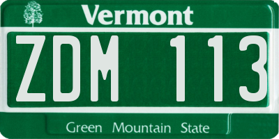 VT license plate ZDM113