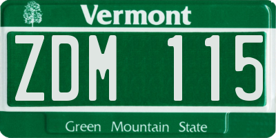 VT license plate ZDM115