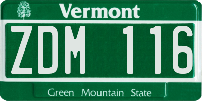 VT license plate ZDM116