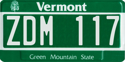 VT license plate ZDM117