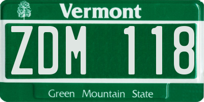 VT license plate ZDM118