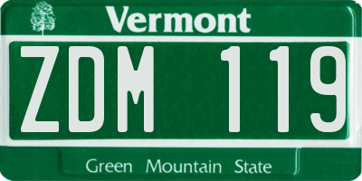 VT license plate ZDM119