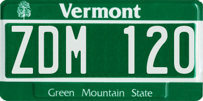 VT license plate ZDM120