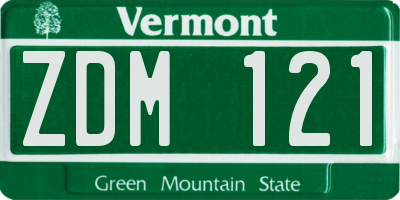 VT license plate ZDM121