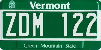 VT license plate ZDM122