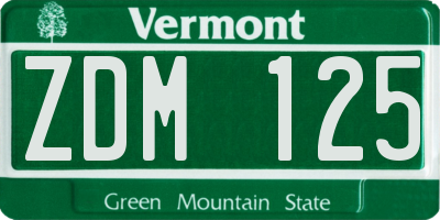 VT license plate ZDM125