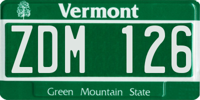 VT license plate ZDM126