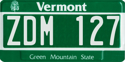 VT license plate ZDM127