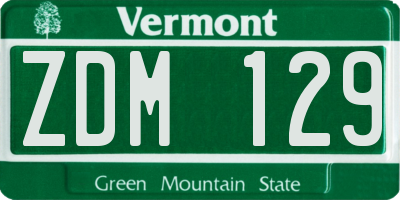 VT license plate ZDM129