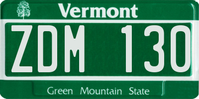 VT license plate ZDM130