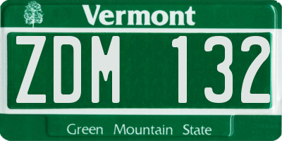 VT license plate ZDM132