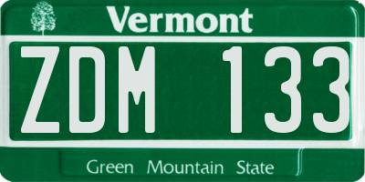 VT license plate ZDM133