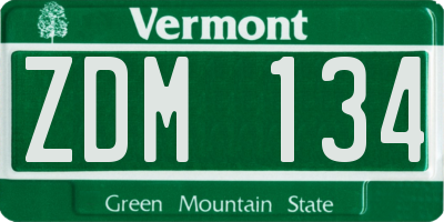 VT license plate ZDM134