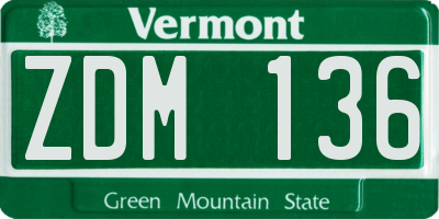 VT license plate ZDM136