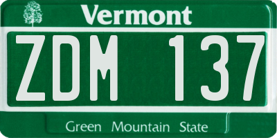 VT license plate ZDM137