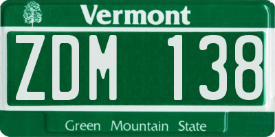 VT license plate ZDM138