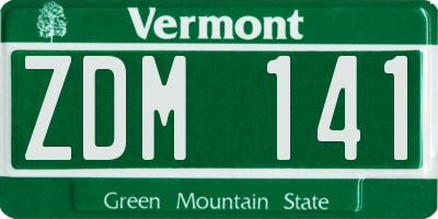 VT license plate ZDM141