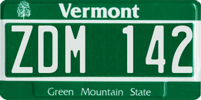 VT license plate ZDM142