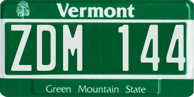 VT license plate ZDM144