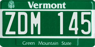VT license plate ZDM145